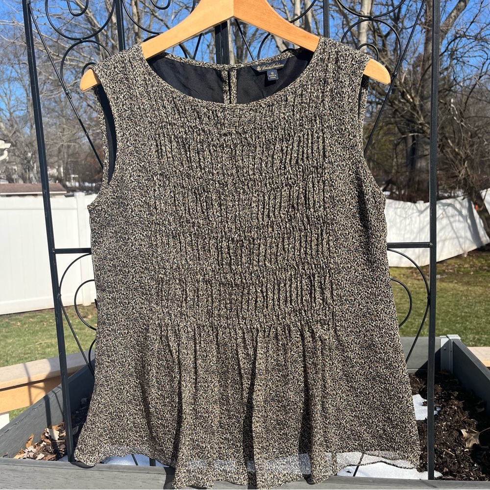 Brooks Brothers Women’s Print 100% Silk Sleeveless Shell Top Blouse Size 12